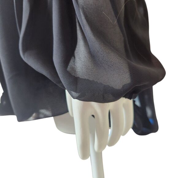 Melissa Paige Black Crochet Lace Chiffon Whimsigoth Boho Peasant Bubble Hem XLP - Picture 6 of 9